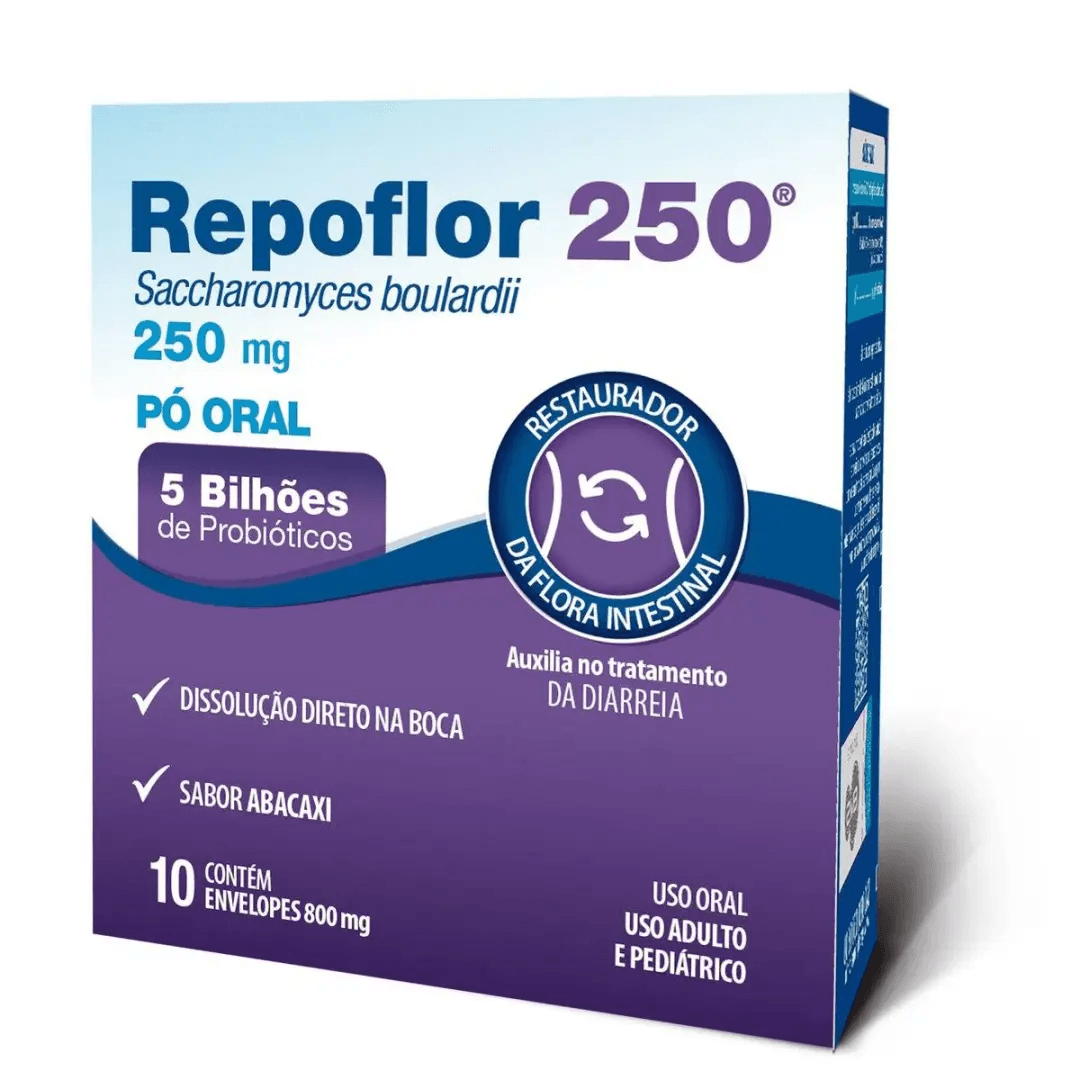 Repoflor 250mg Pó Oral - Caixa com 10 Envelopes de 800mg