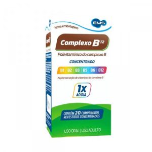 Complexo B 12 10mg + 32.65mg + 25mg + 50mg + 3.3mg + 15mcg Comprimido Revestido - Caixa com 20 Compr