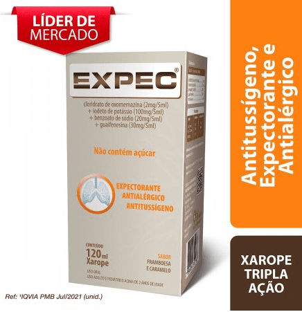 Expec 4mg/mL + 20mg/mL + 6mg/mL + 0.4mg/mL Xarope - Frasco com 120 mL