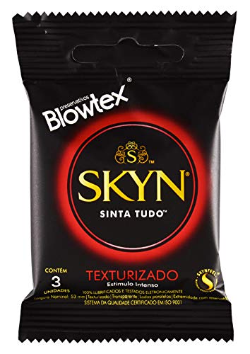 Preservativo Blowtex Skyn texturizado com 3 unidades