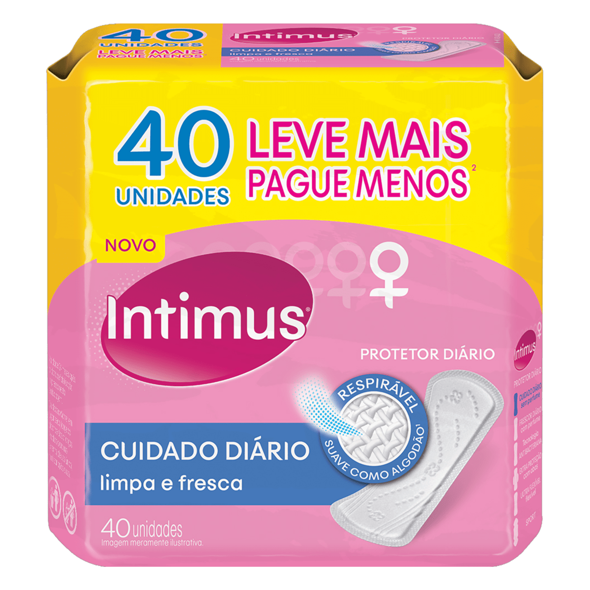 PROTETOR DIÁRIO SEM ABAS INTIMUS CUIDADO DIÁRIO PACOTE 40 UNIDADES LEVE MAIS PAGUE MENOS