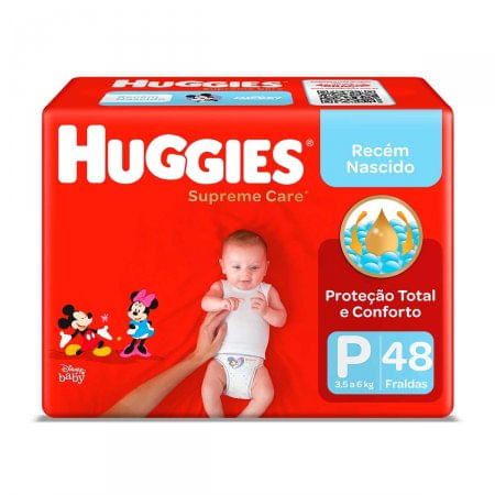 Fralda Huggies Supreme Care, Tamanho P Pacote com 48 unidades
