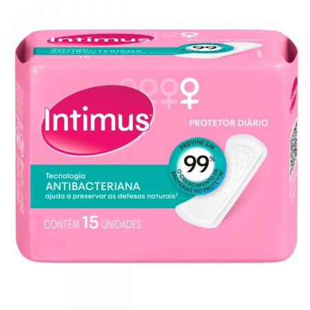 Protetor Diario Intimus Days Antibacteriano, Sem Abas Com 15 Unidades