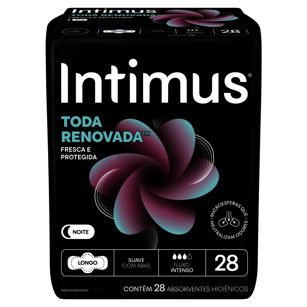 Absorvente Intimus Dia e Noite extra suave, com abas, 28 unidades