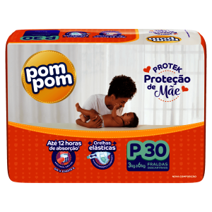 Fralda Descartável Pom Pom Derma Protek P 30 Unidades