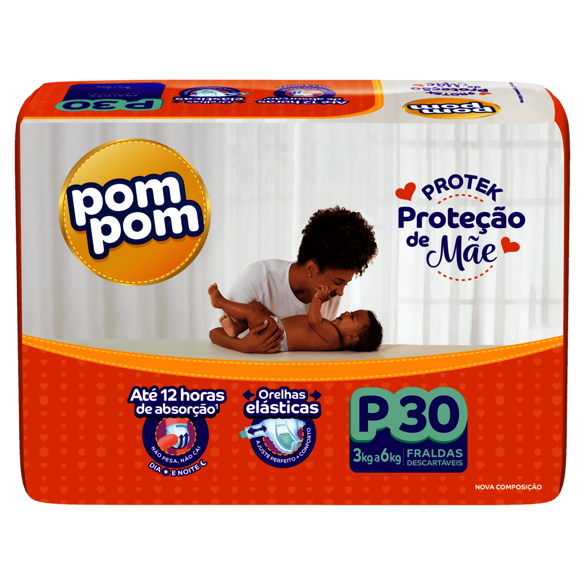 Fralda Descartável Pom Pom Derma Protek P 30 Unidades