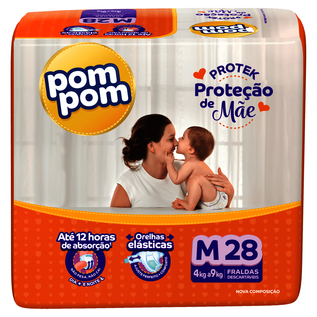 Fralda Descartável Pom Pom Derma Protek M 28 Unidades