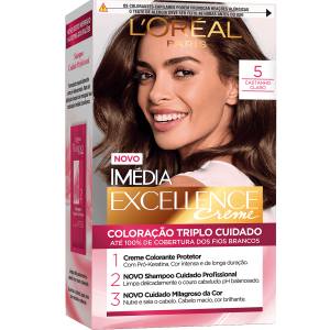 Tintura Permanente Imédia Excellence L'Oréal Paris Creme 5 Castanho Claro