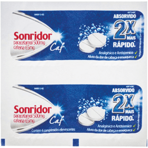 Sonridor Caf 65mg + 500mg Comprimido Efervescente - Blíster com 4 Comprimidos