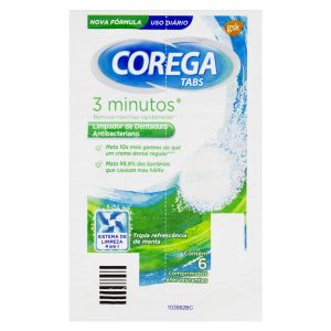 Limpador de Dentadura Menta Corega Tabs Cartela 6 Comprimidos