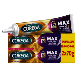Pack Fixador de Dentadura Creme sem Sabor Ultra Corega Max 2 Unidades 70g
