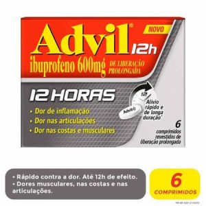 Advil 12H 600mg Comprimido Revestido de Liberação Prolongada - Caixa com 6 Comprimidos