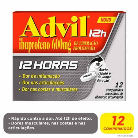 Advil 12H 600mg Comprimido Revestido de Liberação Prolongada - Caixa com 12 Comprimidos