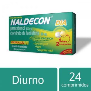 Naldecon Dia 400mg + 20mg + 400mg Comprimido Simples - Caixa com 24 Comprimidos