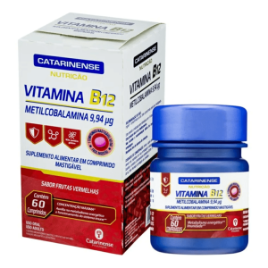 Vitamina B12 9,94mcg Catarinense Sabor Frutas Vermelhas 60 Comprimidos Mastigáveis