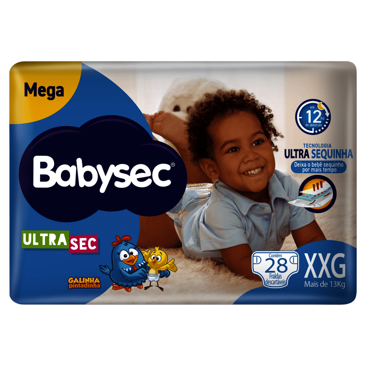 Fralda Descartável Babysec Galinha Pintadinha Ultrasec XXG 28 Unidades