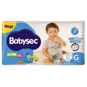Fralda Descartável Babysec Ultrasec Mega G Galinha Pintadinha 32 unidades