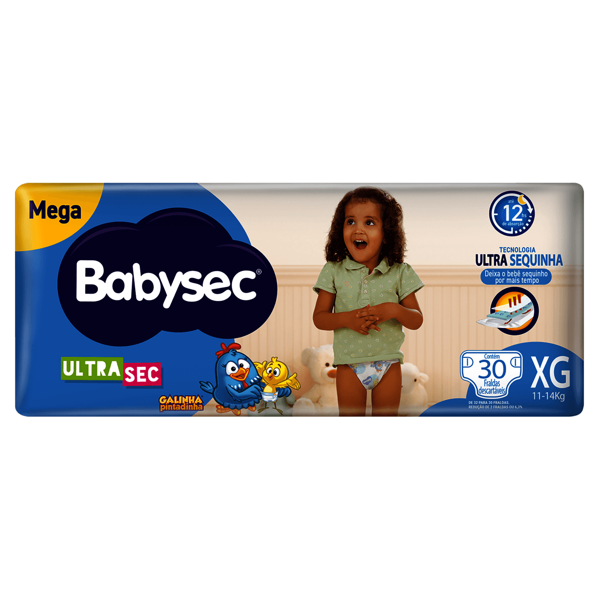 Fralda Descartável Babysec Galinha Pintadinha Ultrasec XG 30 Unidades