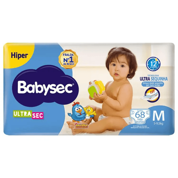 Fralda Babysec Galinha Pintadinha Ultrasec M 68 Unidades