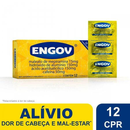 Engov 50mg + 15mg + 150mg + 150mg Comprimido - Envelope com 12 Comprimidos