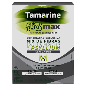 Tamarine Fibras Max Mix de Fibras Solúveis, Insolúveis e Psyllium Sem Sabor 10 Sachês 6.5g