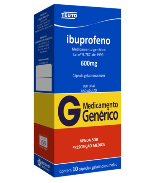 Ibuprofeno 600mg Caixa com 10 Cápsulas