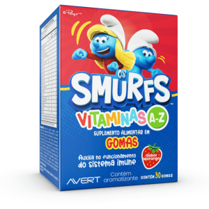 Polivitamínico Infantil Os Smurfs A-Z Sabor Morango 30 Gomas