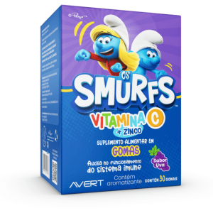 Polivitamínico Infantil Os Smurfs C+Zinco Sabor Uva 30 Gomas