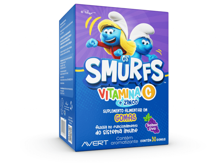 Polivitamínico Infantil Os Smurfs C+Zinco Sabor Uva 30 Gomas