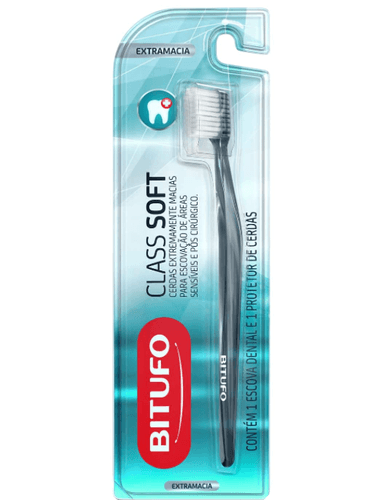 Escova Dental Bitufo Class Soft extramacia, sortida com 1 unidade + grátis, capa protetora