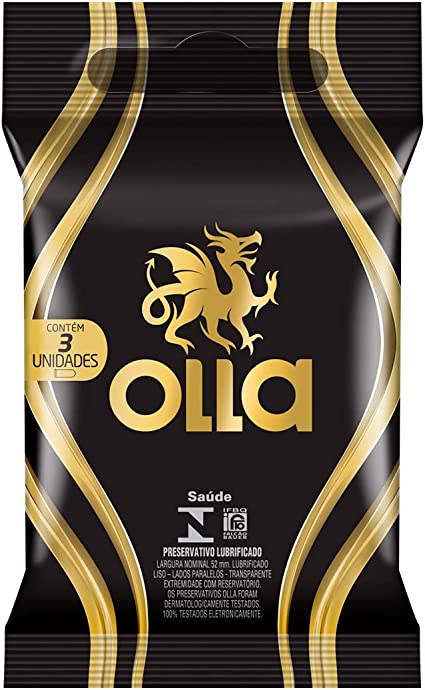 Preservativo Olla Lubrificado Sachet De Bolso, 3 Unidades