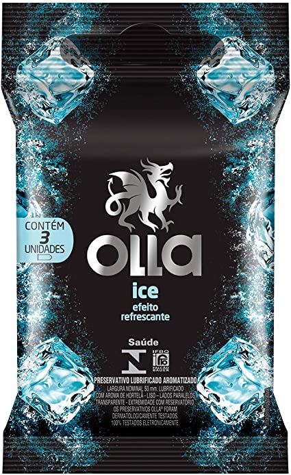 Preservativo Olla Lubrificado Ice, 3 Unidades