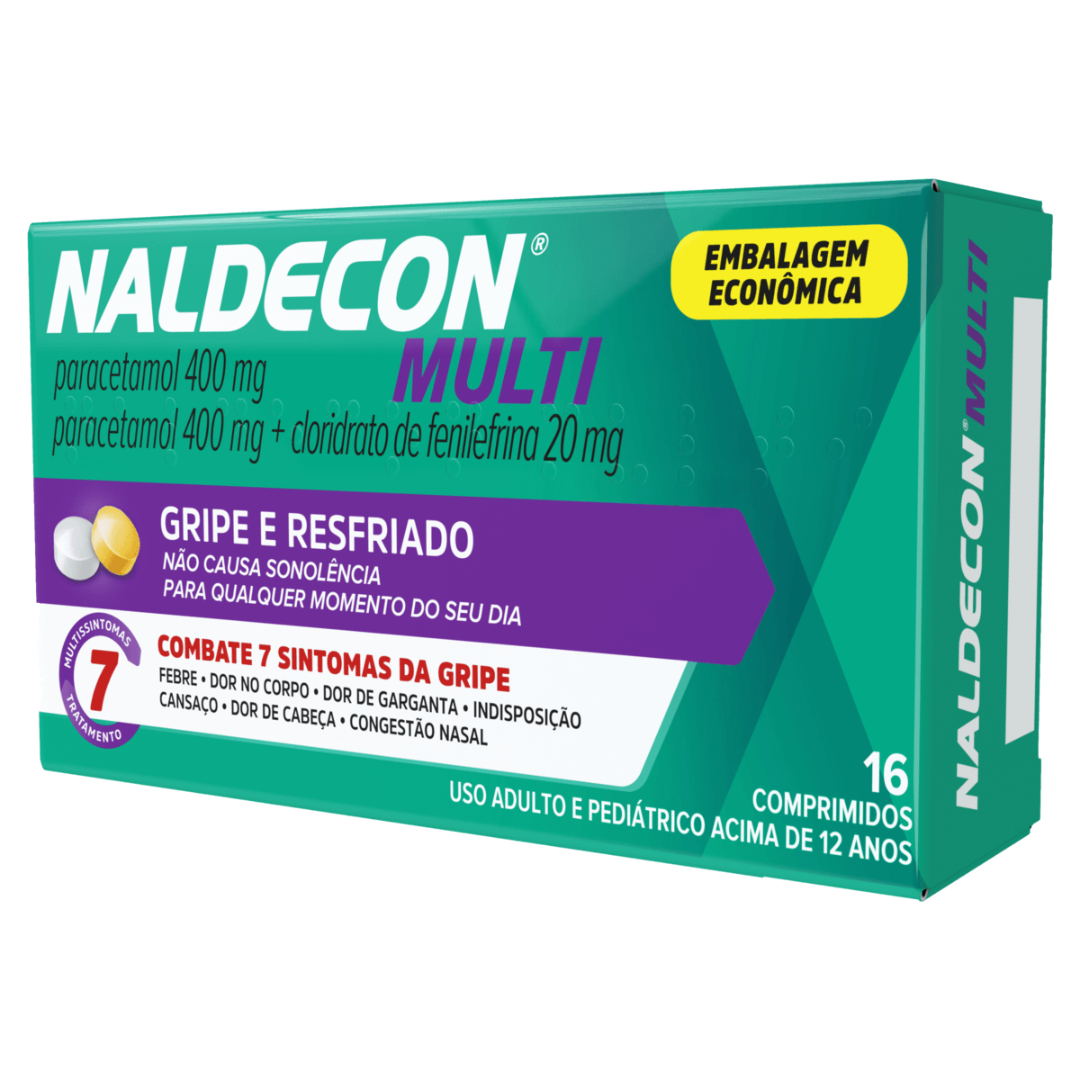 Naldecon Multi 800mg + 20mg Comprimido - Caixa com 16 Comprimidos