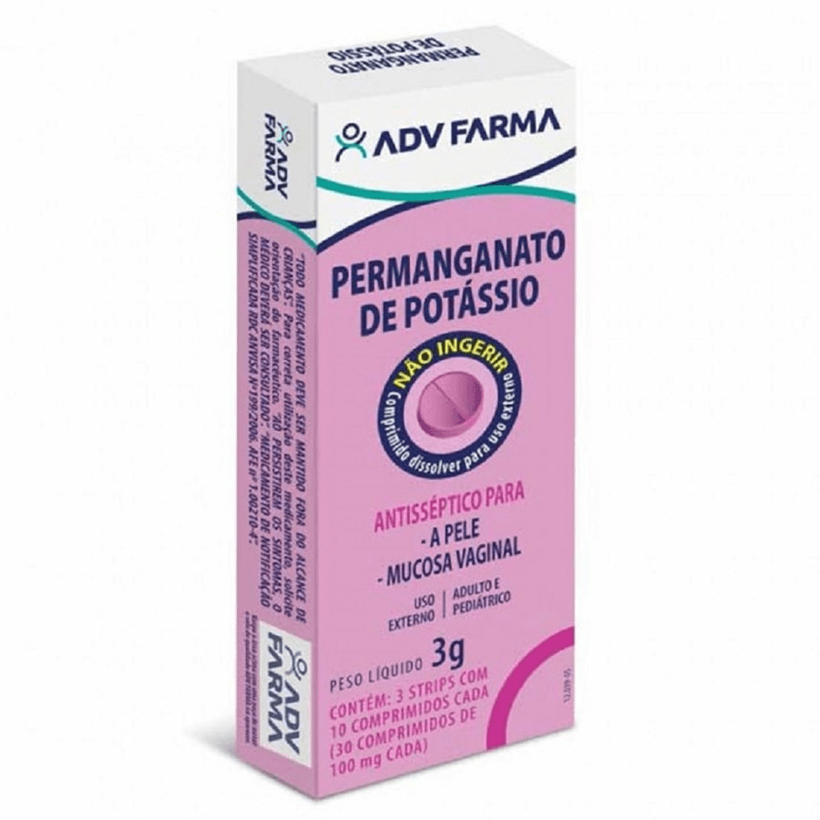 Permanganato de Potássio 100mg Caixa com 30 Comprimidos