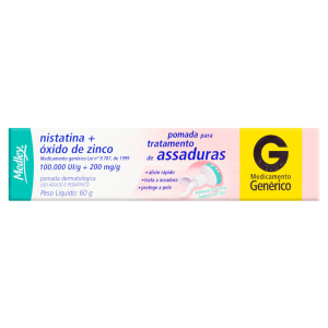 Nistatina + Óxido de Zinco 100000mg/g + 200UI/g Pomada Dermatológica - Bisnaga com 60 g