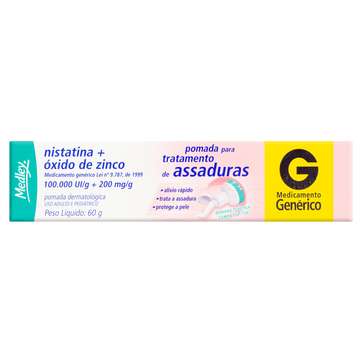Nistatina + Óxido de Zinco 100000mg/g + 200UI/g Pomada Dermatológica - Bisnaga com 60 g