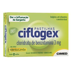 Ciflogex Diet 3mg Pastilha Sabor Menta e Limão - Caixa com 12 Pastilhas