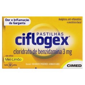 Ciflogex 3mg Pastilha Sabor Mel e Limão - Caixa com 12 Pastilhas