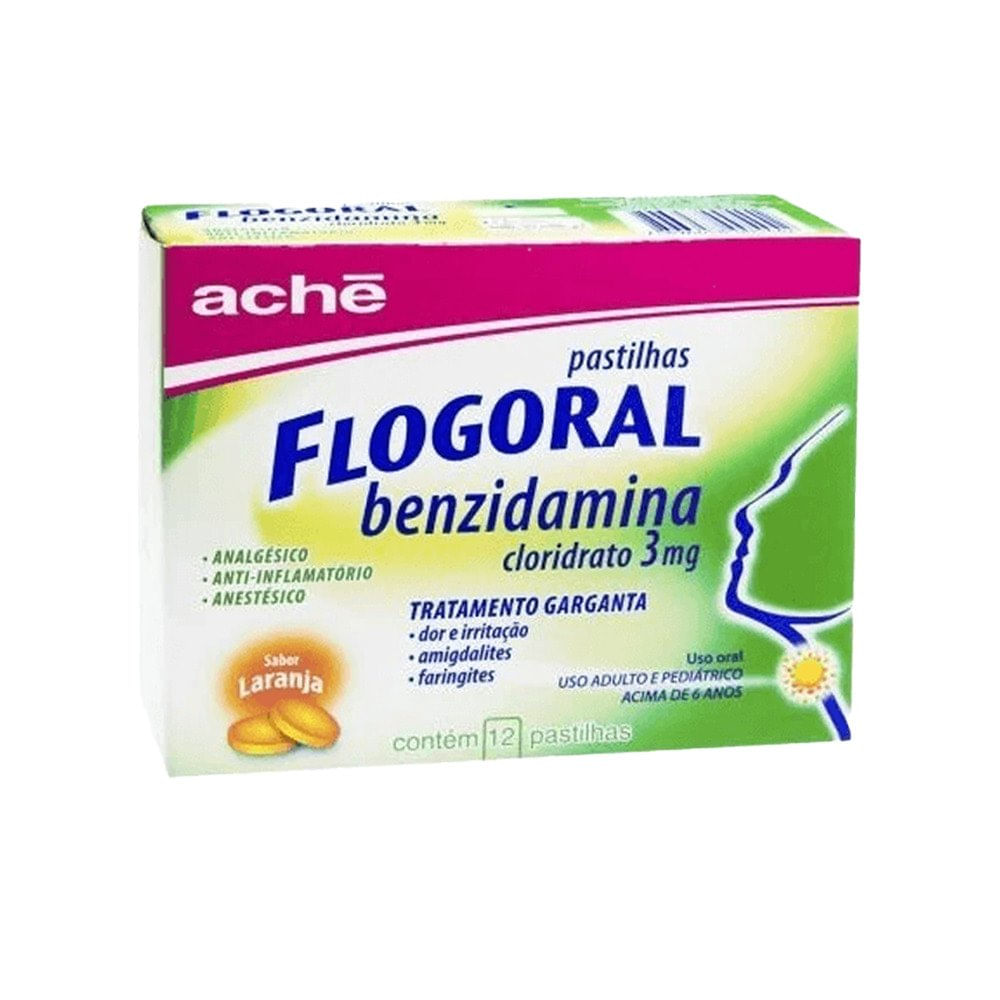 Flogoral 3mg Caixa com 12 Pastilhas Sabor Laranja