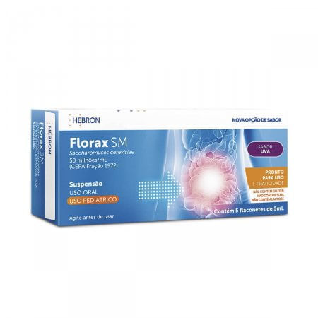 Florax SM Pediátrico 50milhões/mL Suspensão oral Sabor Uva - 5 Flaconetes com 5 mL