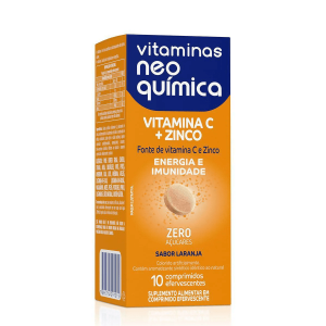 Vitamina C + Zinco Zero Açúcar Sabor Laranja 10 Comprimidos Efervescentes