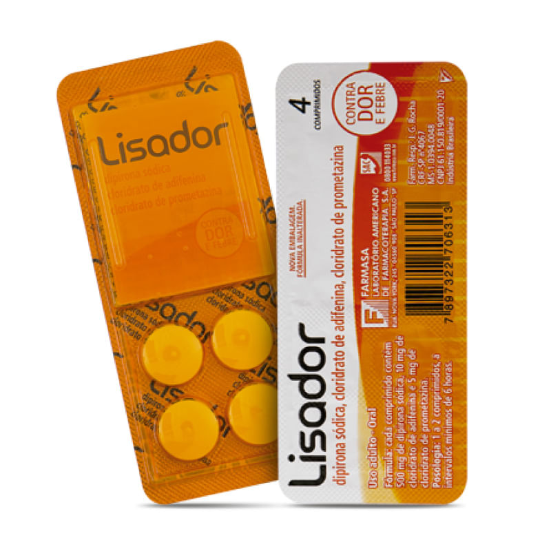 Lisador 10mg + 500mg + 5mg Comprimido Simples - Blíster com 4 Comprimidos