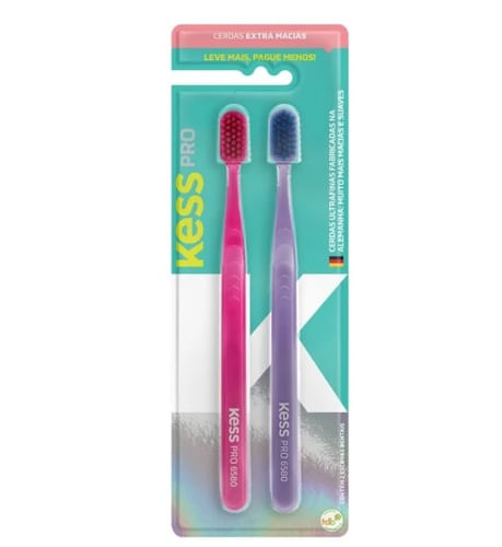 Escova Dental Kess Pro extra macia, sortida com 2 unidades