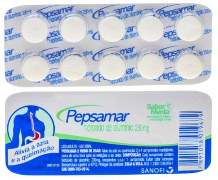 Pepsamar 230mg Comprimido Mastigável - Blíster com 10 Comprimidos