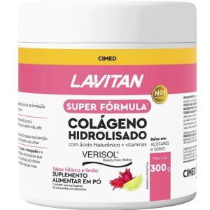 Colágeno Hidrolisado Verisol Lavitan hibisco e limão, pote com 300g