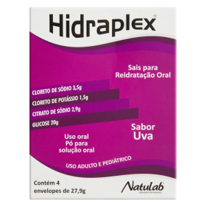 Hidraplex Sais para Reidratação Oral Sabor Uva 4 Envelopes