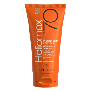Protetor Solar Facial FPS70 Gel Creme Heliomax Efeito Base com Toque Seco Cor Médio - Bisnaga com 50