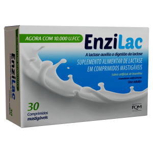 Enzilac Enzima Lactase 10000UI 30 Comprimidos Mastigáveis