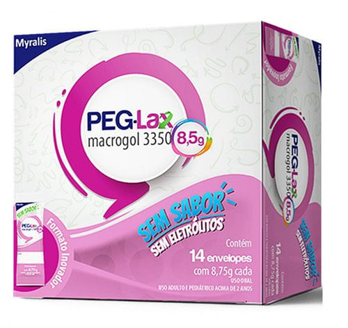 Peg-Lax 8,5g Em Pó Sem Sabor Com 14 Envelopes
