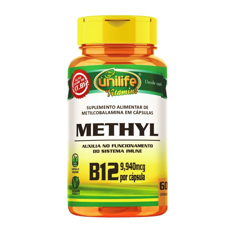 Metilcobalamina (Vitamina B12) 9,940mcg Unilife - Frasco com 60 Cápsulas